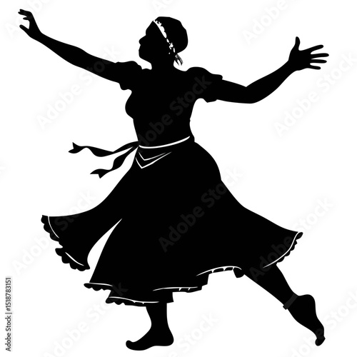 Traditional Folk Dancer Performing in Silhouette Against a Contrasting Backdrop
