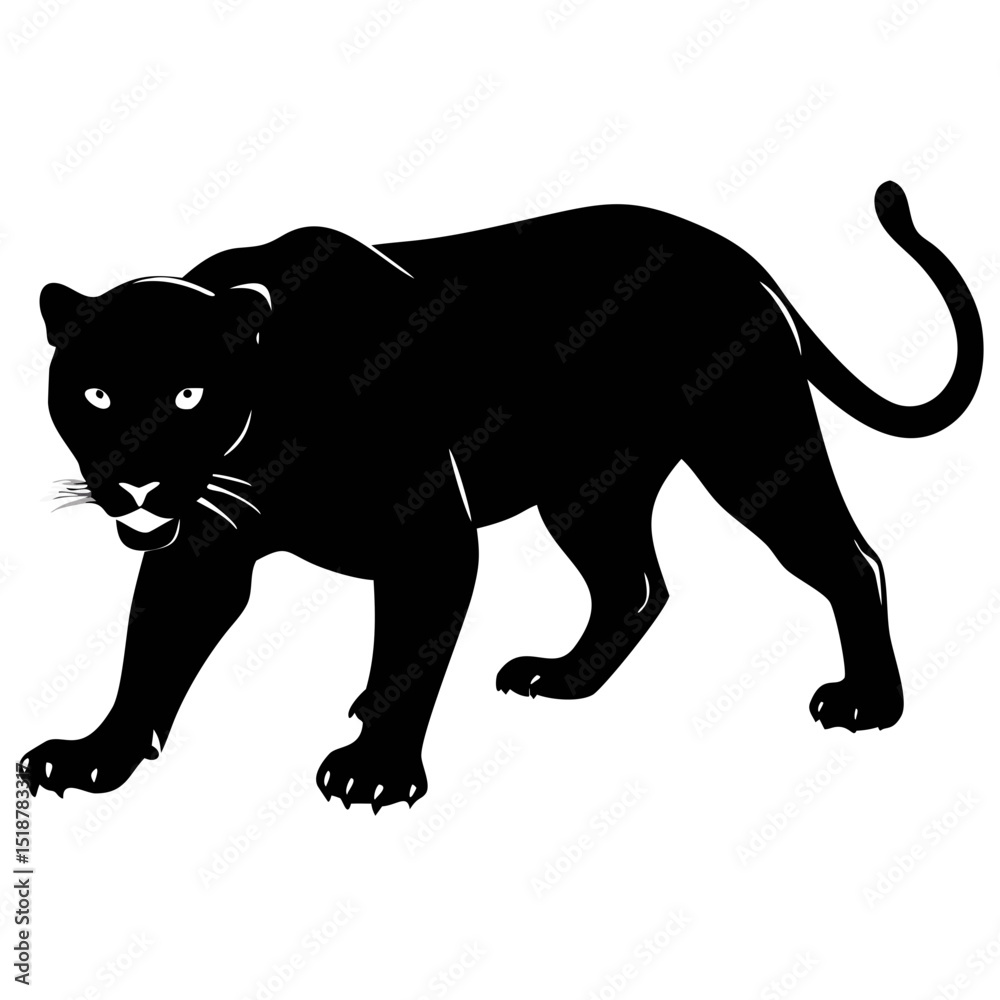 Naklejka premium Sleek Black Panther Prowling Low to the Ground Under the Moonlight