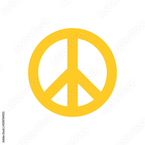 A simple yet powerful image of a yellow peace symbol isolated on a white backdrop. It conveys a message of tranquility, nonviolence, and the pursuit of harmony within our world.