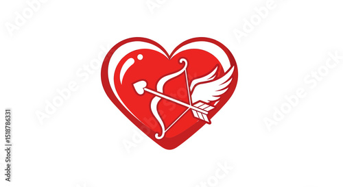 Arrow of Love: An enchanting illustration of a Valentine's Day heart, pierced by cupid's arrow, embodies passion and affection. The design evokes romance and the joy of love.
