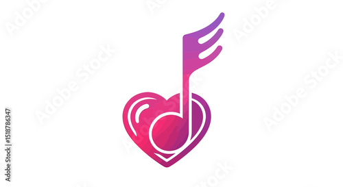 Harmony of Melody: A stylized and romantic illustration intertwines a musical note with a heart, expressing the emotional essence of music.