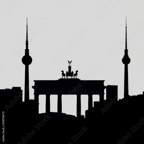Berlin skyline silhouette brandenburg gate and tv tower germany travel destination and european landmark scenery