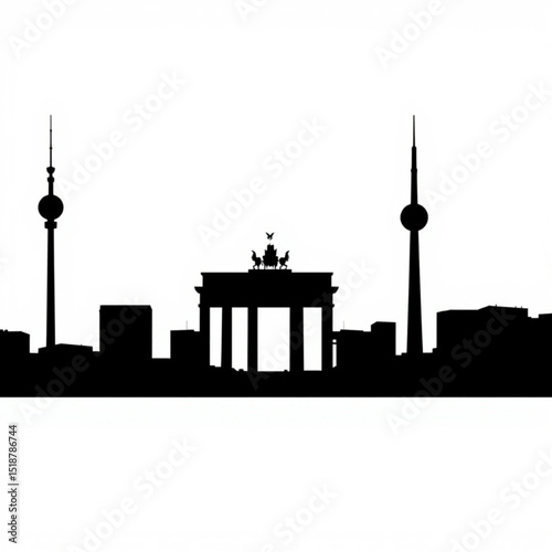 Berlin skyline silhouette vector art featuring brandenburg gate and tv tower germany city skyline vector image
