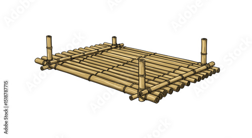 Bamboo raft drawing float platform structure