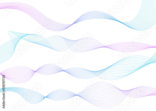 Colorful smooth wave blend lines isolated on transparent background. Flowing wave lines. Technology, science, modern concept business lines
