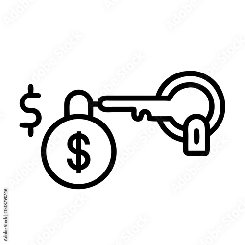 Key to financial success. A key with a dollar coin attached.  