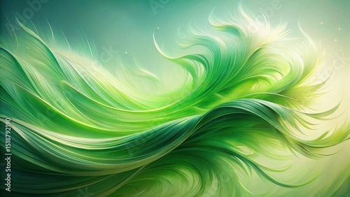 Abstract Green Swirling Waves A Serene and Vibrant Visual Composition of Nature Inspired Organic Lines and Forms, Evoking Feelings of Tranquility and Renewal