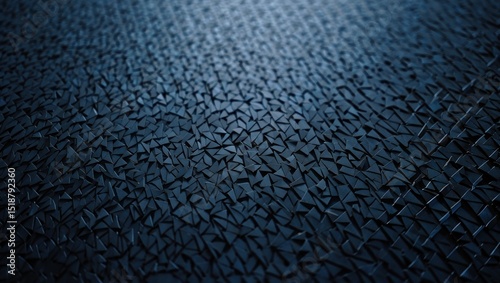 Close-up view of a textured surface composed of numerous small, dark, triangular shapes forming a complex geometric pattern with a subtle gradient lighting effect