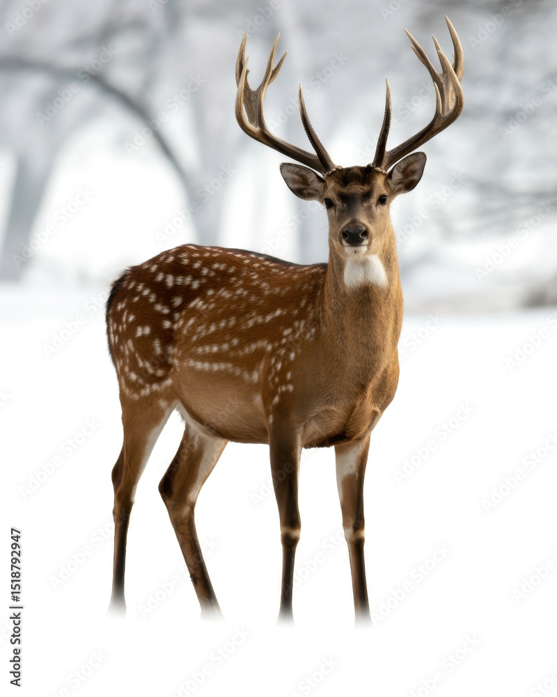 Deer in Snow Close-Up Deer in Snow Close-Up