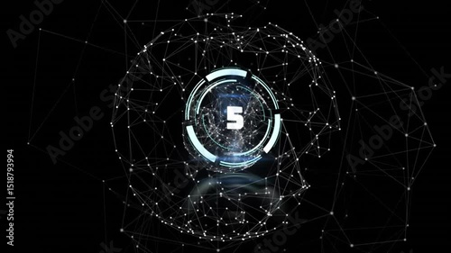 Opening sphere starting countdown, inserting ? decrementing digits rotating sphere signaling launch