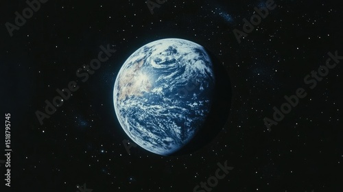 View of the circle Earth as seen by the Apollo 17 crew traveling toward the moon 