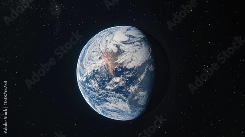 View of the circle Earth as seen by the Apollo 17 crew traveling toward the moon 