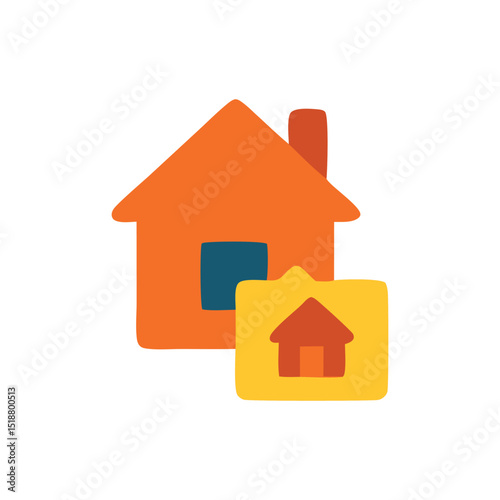 Stylized home icons representing real estate, location services, or property concepts