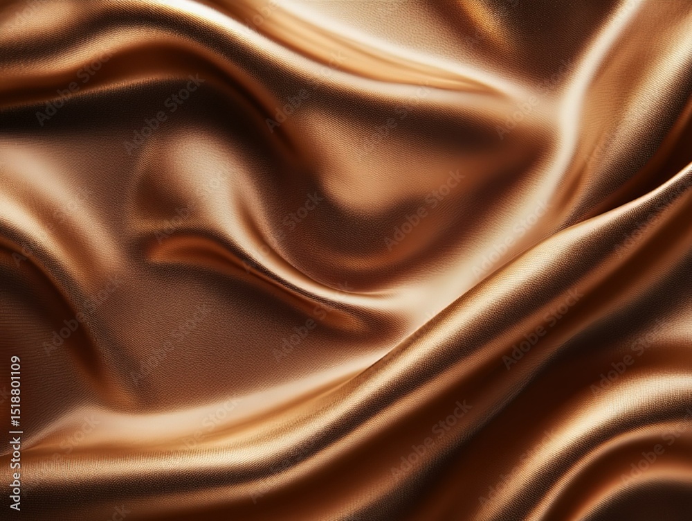 Fototapeta premium Elegant rose gold wave texture background: soft brown silk curves for luxury advertising, packaging, web design, and brand visuals with minimalist abstract pattern