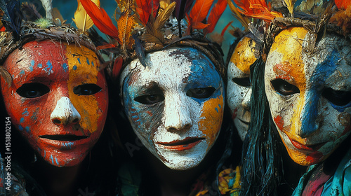 Wallpaper Mural Festival performers with painted faces and tribal masks at Panafest, expressing ancestral memory, artistic identity, and the soulful essence of African heritage and storytelling Torontodigital.ca