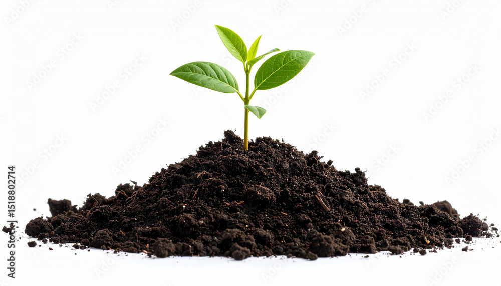 Healthy Sapling Growing from Fertile Soil Healthy Sapling Growing from Fertile Soil