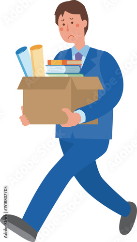 荷物を持って歩く男性会社員