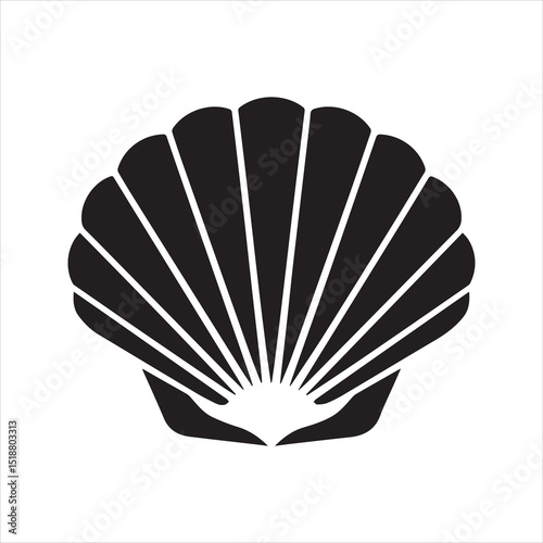 Seashell Scallop Silhouette Icon – Marine Beach Shell Vector
