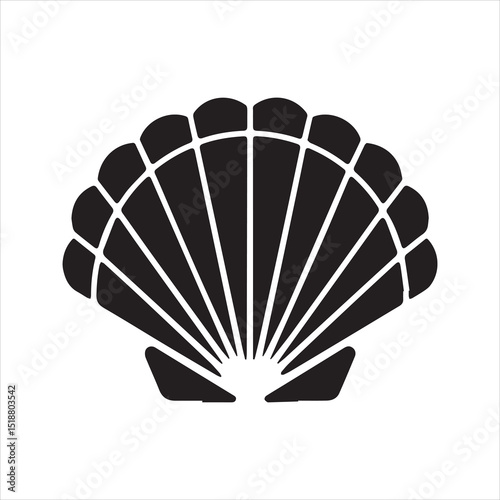 Seashell Scallop Silhouette Icon – Marine Beach Shell Vector