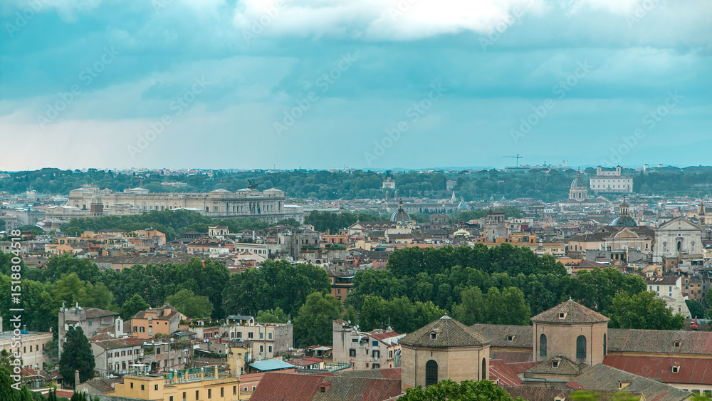 Obraz premium Panoramic view of historic center timelapse of Rome, Italy