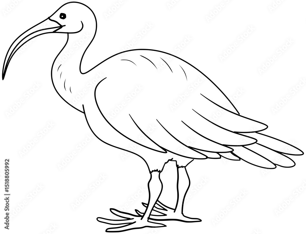Fototapeta premium Scarlet Ibis Bird Vector Outline Line Art Drawing