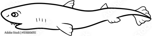 Pygmy Shark Vector Outline Line Art Drawing