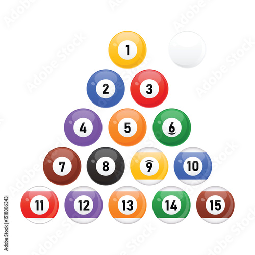 Billiard Pool Balls With Numbers Collection Vector Illustration