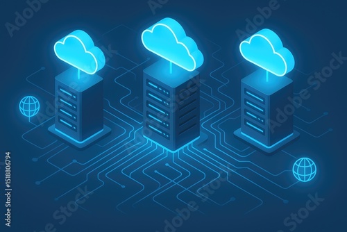 Cloud computing network data servers global connection