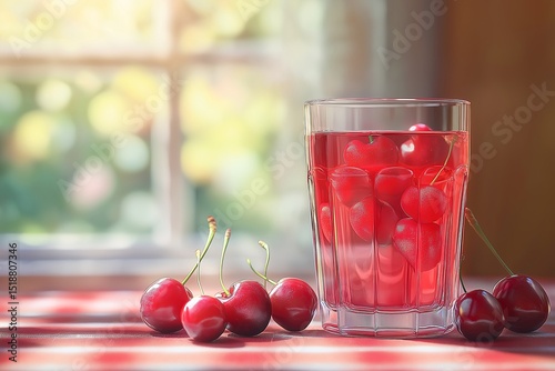 Wallpaper Mural Refreshing Homemade Cherry Juice - Sweet and Healthy Summer Drink in Natural Light Torontodigital.ca