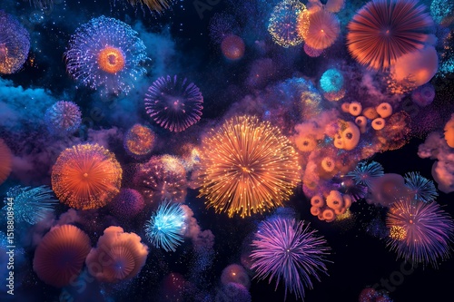 Vibrant Fireworks Display Illuminating The Night Sky