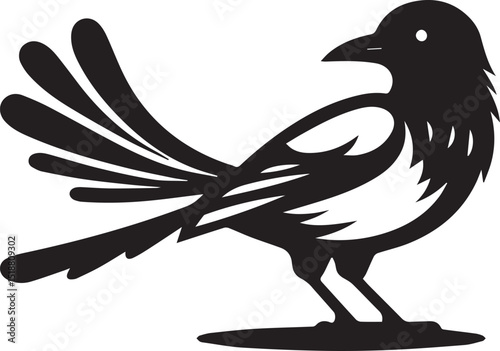 magpie bird silhouette vector, magpie bird vector illustration, magpie bird logo vector black and white