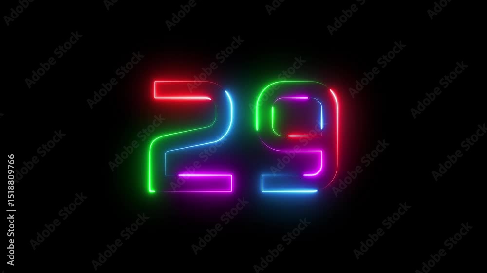 Neon Number. Neon Countdown Text Number. Neon Number. Neon Countdown Text Number.