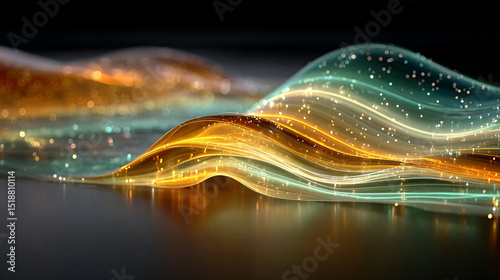 3D render of a futuristic abstract background with soft glowing waves and vibrant neon lines. Blurred ethereal light evokes a digital dreamscape, symbolizing spiritual energy and tech harmony.

