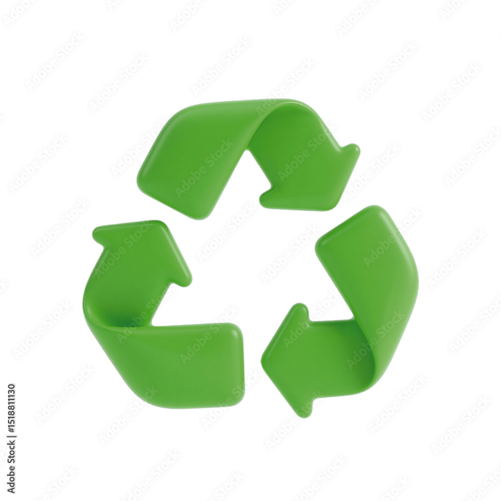 Obraz premium recycle symbol 3d icon in cartoon plastic style minimal isolated on white background
