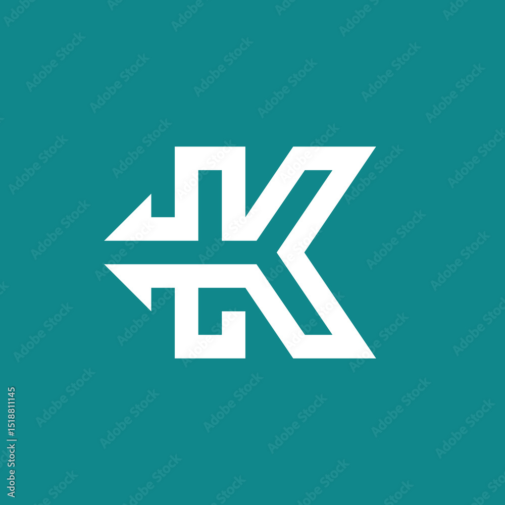 Obraz premium Geometric Line Initial Letter K Arrows Back Backward Logo design vector template