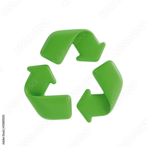 recycle symbol 3d icon in cartoon plastic style minimal isolated on white background
