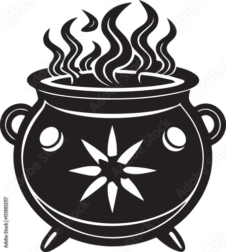 witch cauldron poison brew vector illustration, witch cauldron poison brew logo vector, brew on a white background