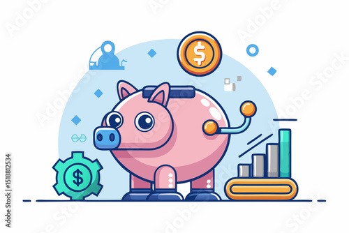 piggy bank robotic hand saving money
