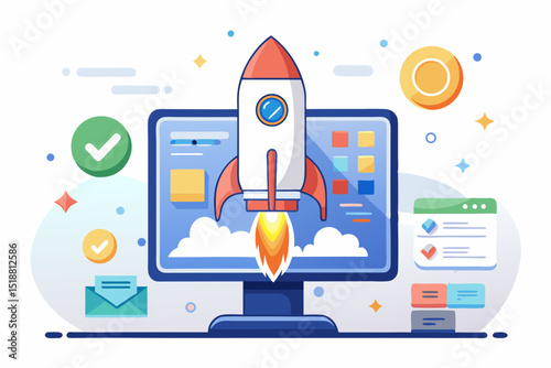 rocket launch digital dashboard symbol