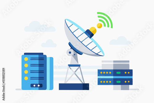 satellite dish tower transmitting signals