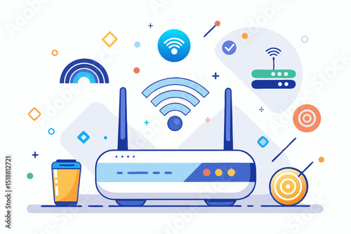 wifi router emitting signals connected