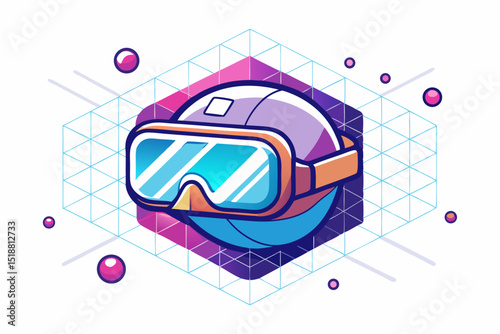 vr headset dimensional grid digital