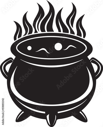 witch cauldron poison brew vector illustration, witch cauldron poison brew logo vector, brew on a white background