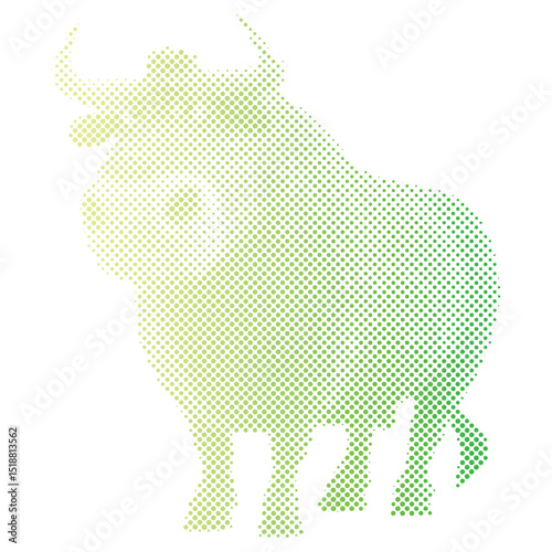Halftone pattern of A bull for vintage collage background or Stock market trading trend rising price