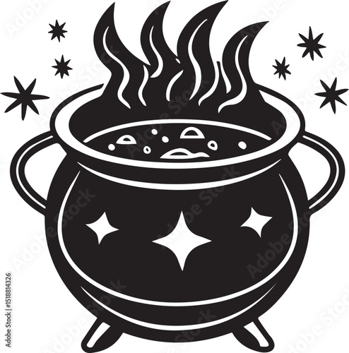 witch cauldron poison brew vector illustration, witch cauldron poison brew logo vector, brew on a white background