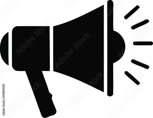 Illustration of a black megaphone with sound waves