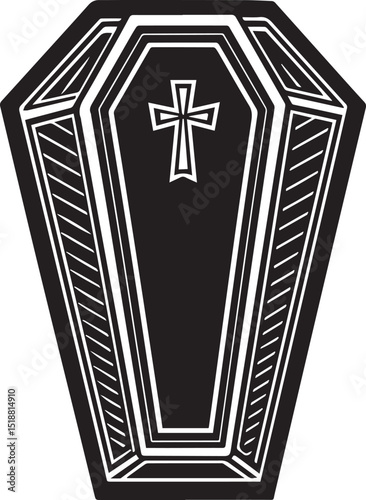 a coffin vector illustration, coffin logo vector, coffin on a white background