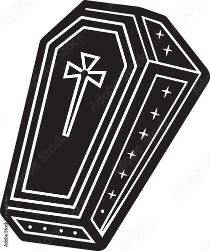 a coffin vector illustration, coffin logo vector, coffin on a white background