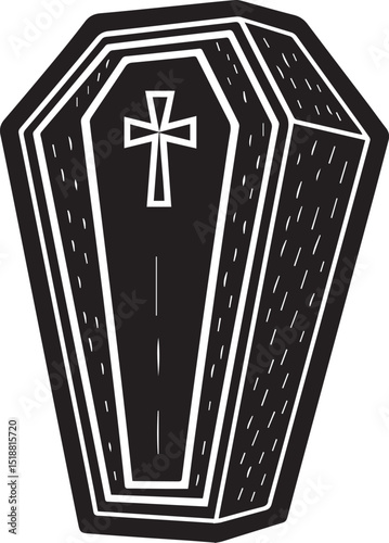 a coffin vector illustration, coffin logo vector, coffin on a white background