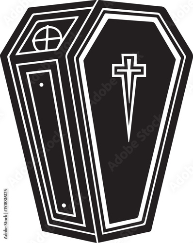 a coffin vector illustration, coffin logo vector, coffin on a white background